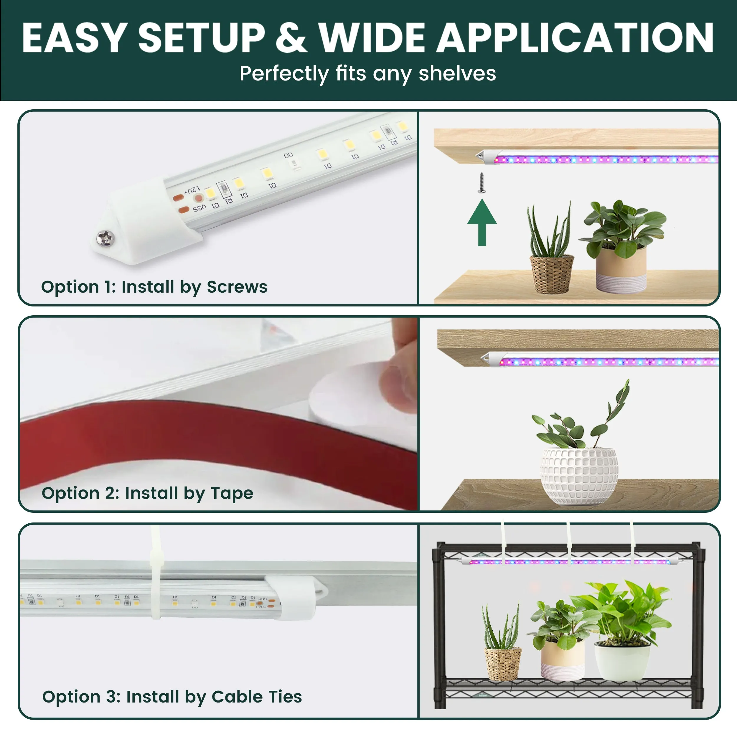 (12 Sets - Wholesale) EASY GROW LED Grow Light Bars, Red and Blue, 4 Pack with Timer and Controller