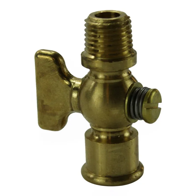 1/4" Brass Petcock with T Handle NPT Male x NPT Female