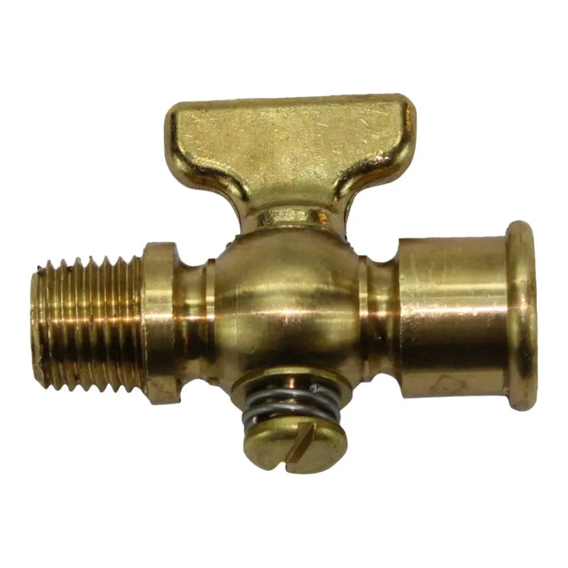 1/4" Brass Petcock with T Handle NPT Male x NPT Female