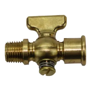 1/4" Brass Petcock with T Handle NPT Male x NPT Female