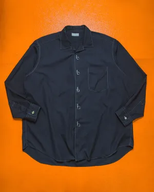 1990 Navy Metal Ring Closure Contrast Stitch Shirt (~L~)