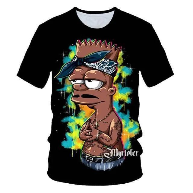 2019 Graffiti Funny Simpsons kerchief printed 3d Men Women t-shirt casual Harajuku Cartoon tshirt Street Wearing Drop Ship