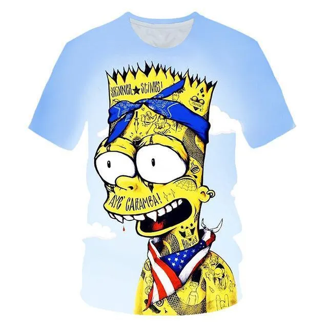 2019 Graffiti Funny Simpsons kerchief printed 3d Men Women t-shirt casual Harajuku Cartoon tshirt Street Wearing Drop Ship
