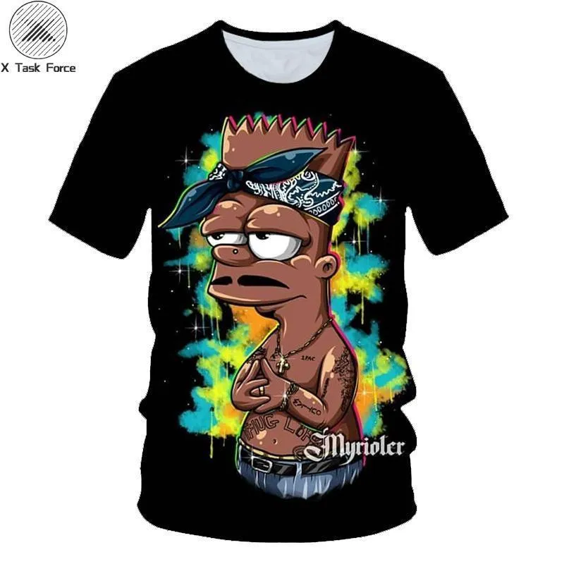 2019 Graffiti Funny Simpsons kerchief printed 3d Men Women t-shirt casual Harajuku Cartoon tshirt Street Wearing Drop Ship