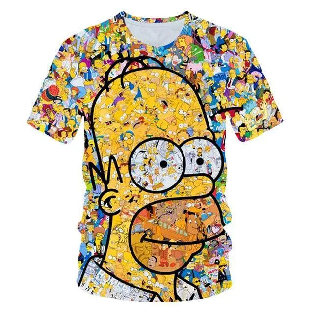 2019 Graffiti Funny Simpsons kerchief printed 3d Men Women t-shirt casual Harajuku Cartoon tshirt Street Wearing Drop Ship
