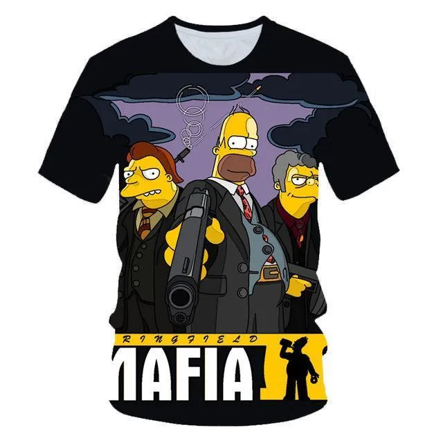 2019 Graffiti Funny Simpsons kerchief printed 3d Men Women t-shirt casual Harajuku Cartoon tshirt Street Wearing Drop Ship