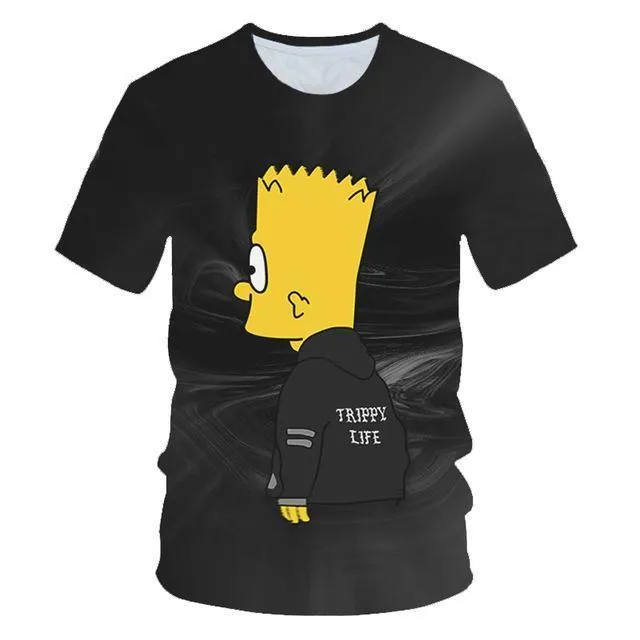 2019 Graffiti Funny Simpsons kerchief printed 3d Men Women t-shirt casual Harajuku Cartoon tshirt Street Wearing Drop Ship