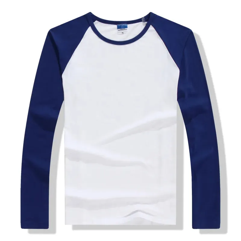 2022 Autumn Winter Long Sleeve T Shirt Men Contrast Color Round Collar Cotton Mens Casual Slim Fit Raglan T-Shirts Tees Tops