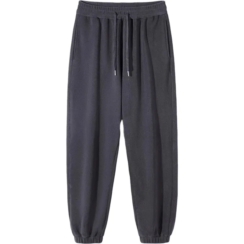 2024 New Winter Fleece Joggers Men Warm Sweatpants Double-Sided Velvet Loose Casual Pants Male Thick Thermal Trousers