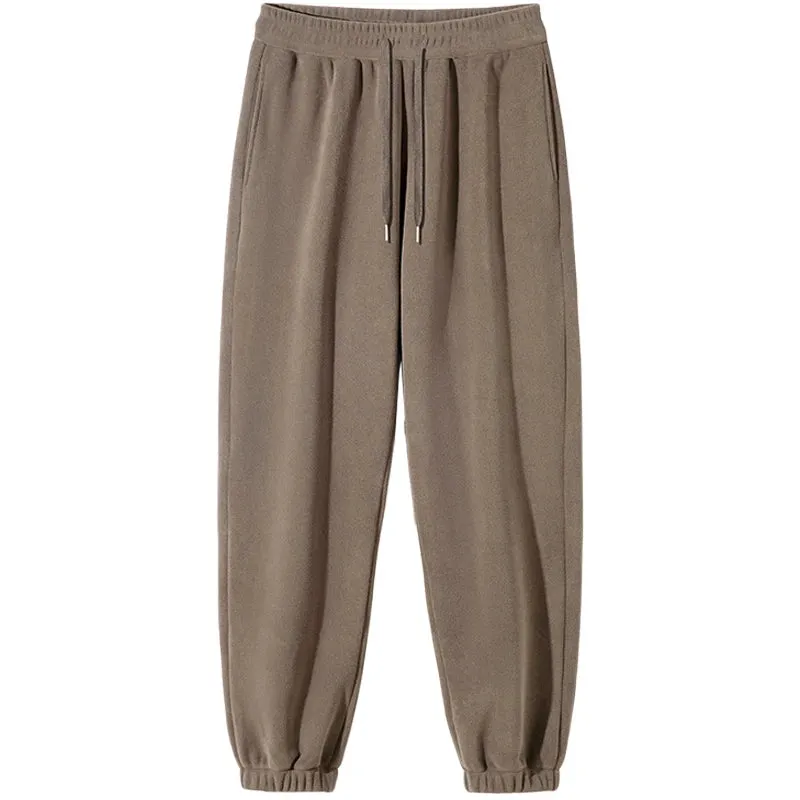 2024 New Winter Fleece Joggers Men Warm Sweatpants Double-Sided Velvet Loose Casual Pants Male Thick Thermal Trousers