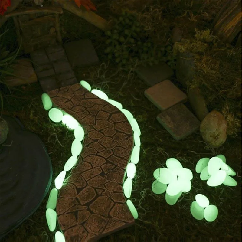 50Pcs Glow in the Dark Garden Pebbles Glow Stones Rocks for Walkways Garden Path Patio Lawn Garden Yard Decor