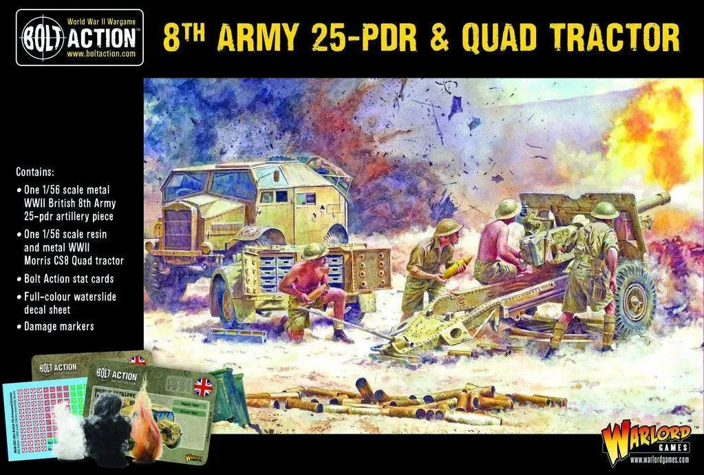 8th Army 25 Pounder Light Artillery, Quad & Limber