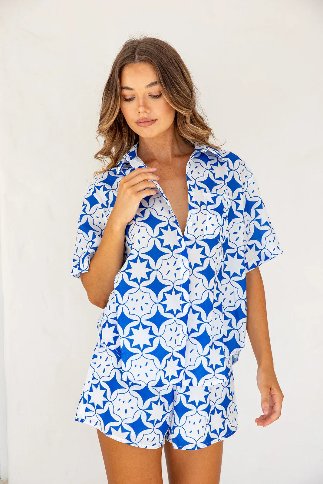 Aaliyah Shirt and Short Set -Blue