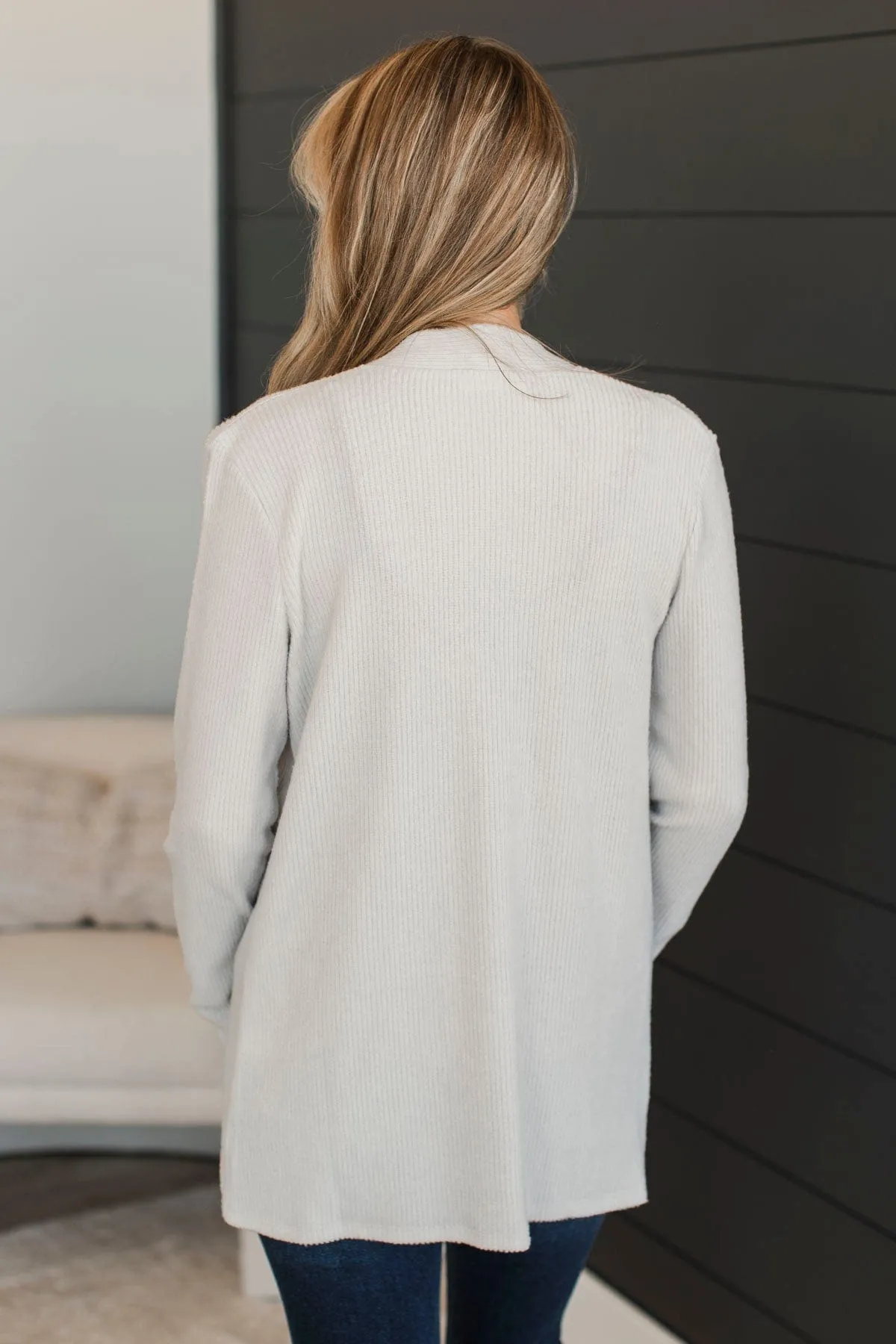 All Dressed Up Ribbed Cardigan- Bone
