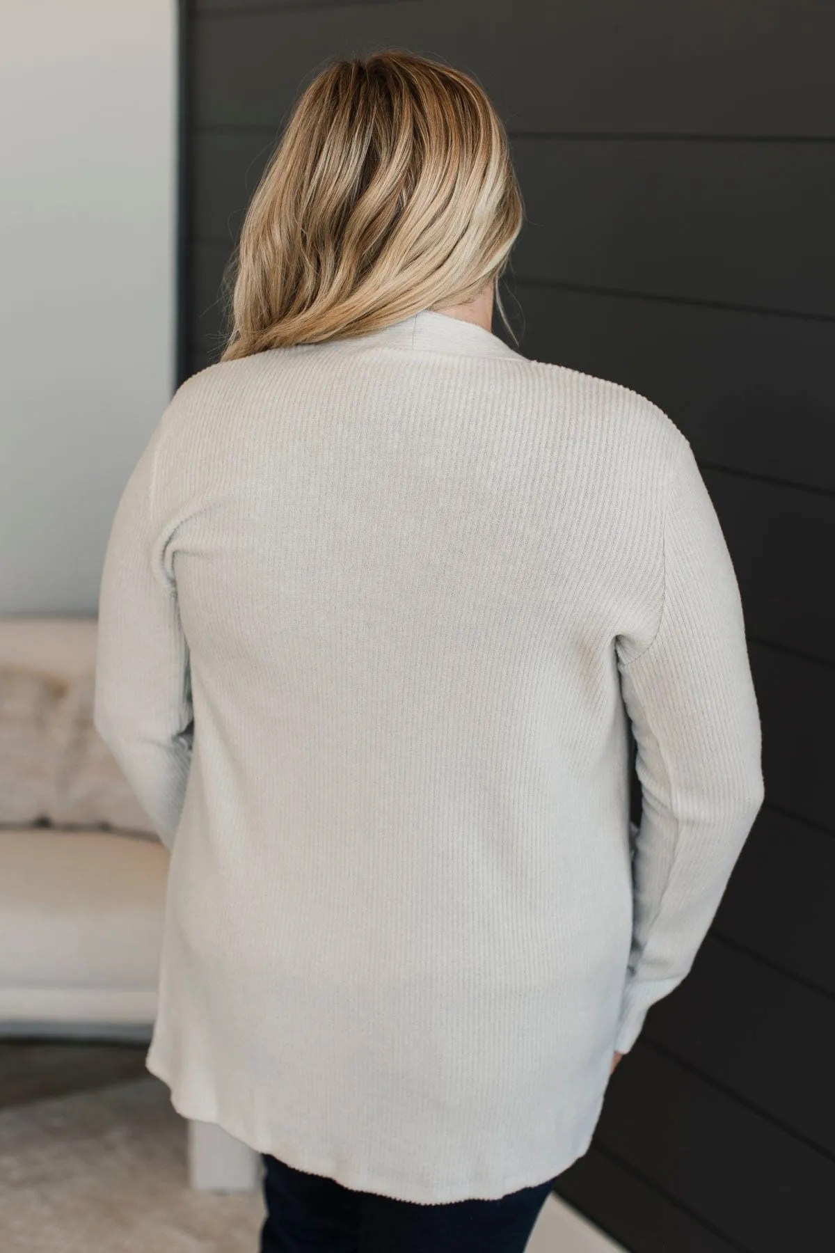 All Dressed Up Ribbed Cardigan- Bone