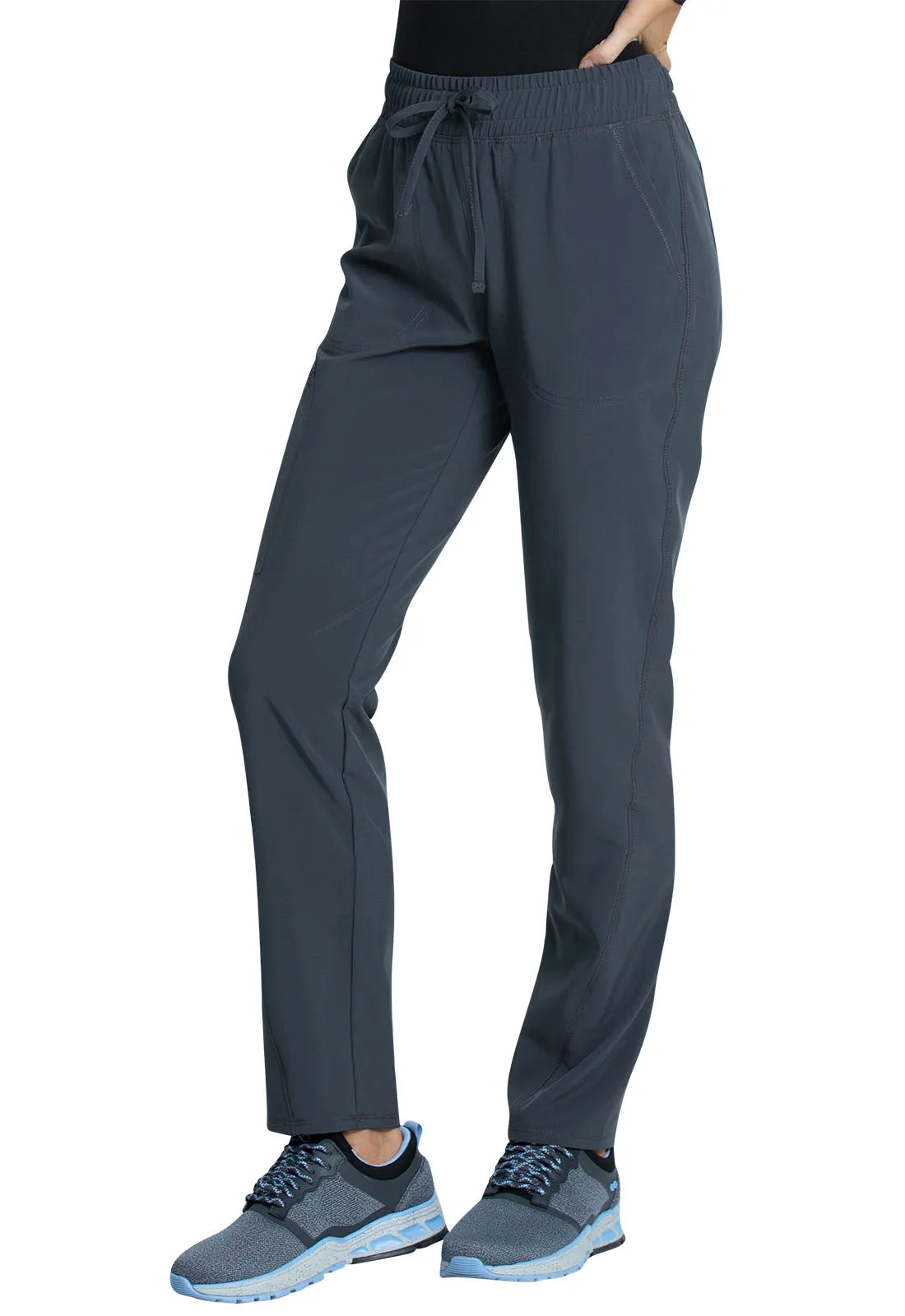 Allura CKA184 Mid Rise Drawstring Tapered Leg Pants Pewter
