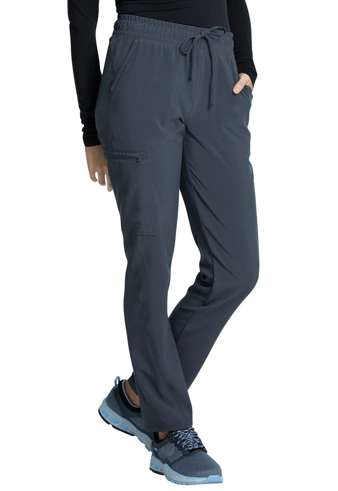Allura CKA184 Mid Rise Drawstring Tapered Leg Pants Pewter