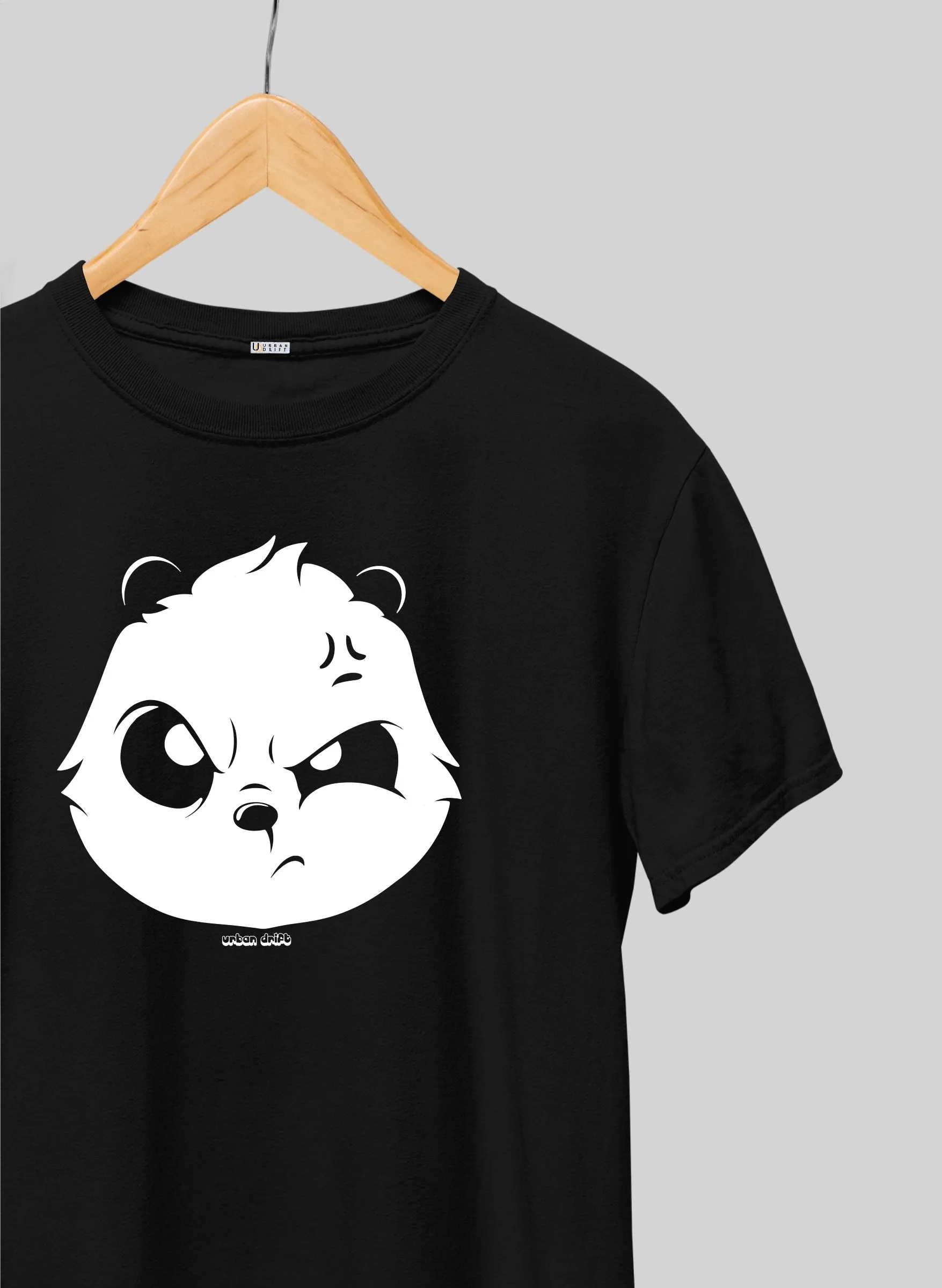 Angry Panda Black Half Sleeve T-Shirt