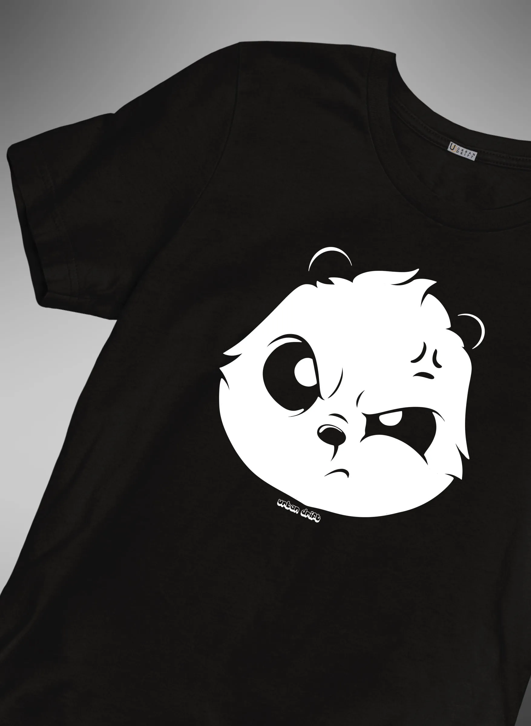 Angry Panda Black Half Sleeve T-Shirt