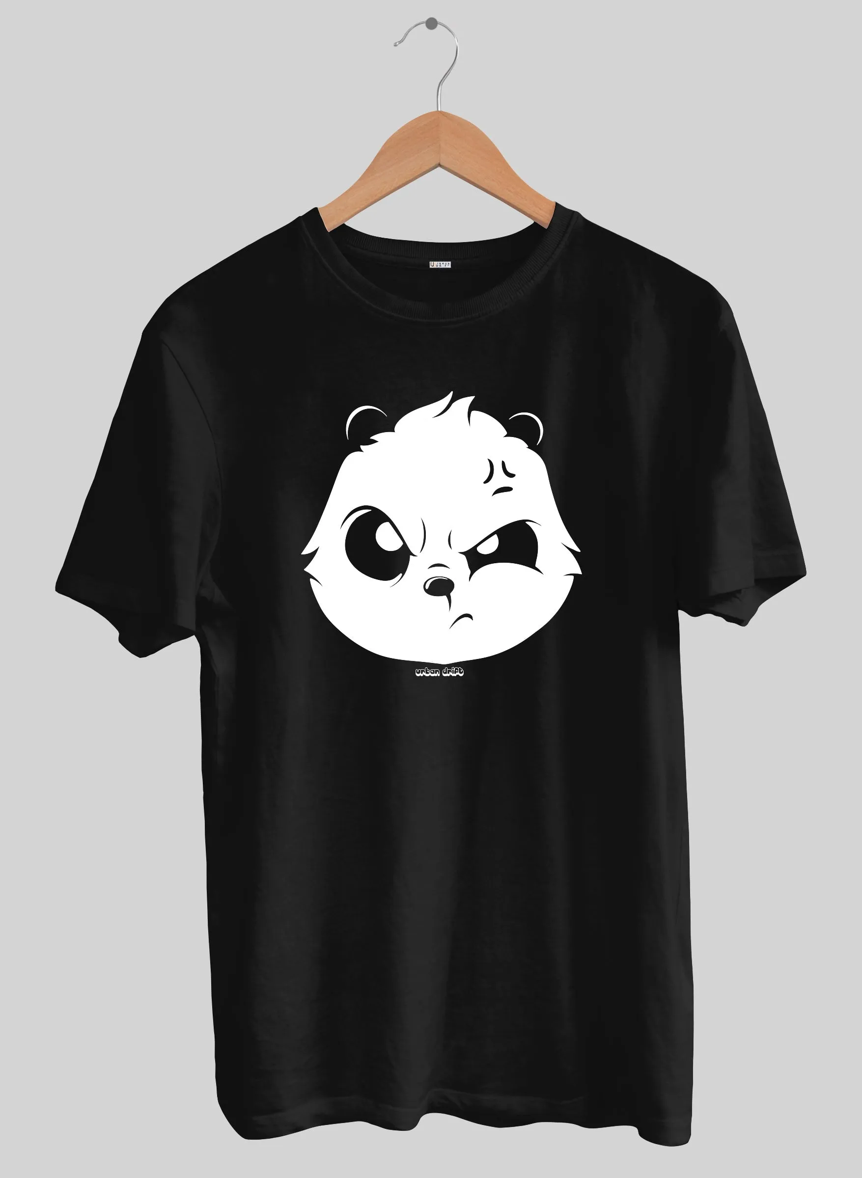 Angry Panda Black Half Sleeve T-Shirt
