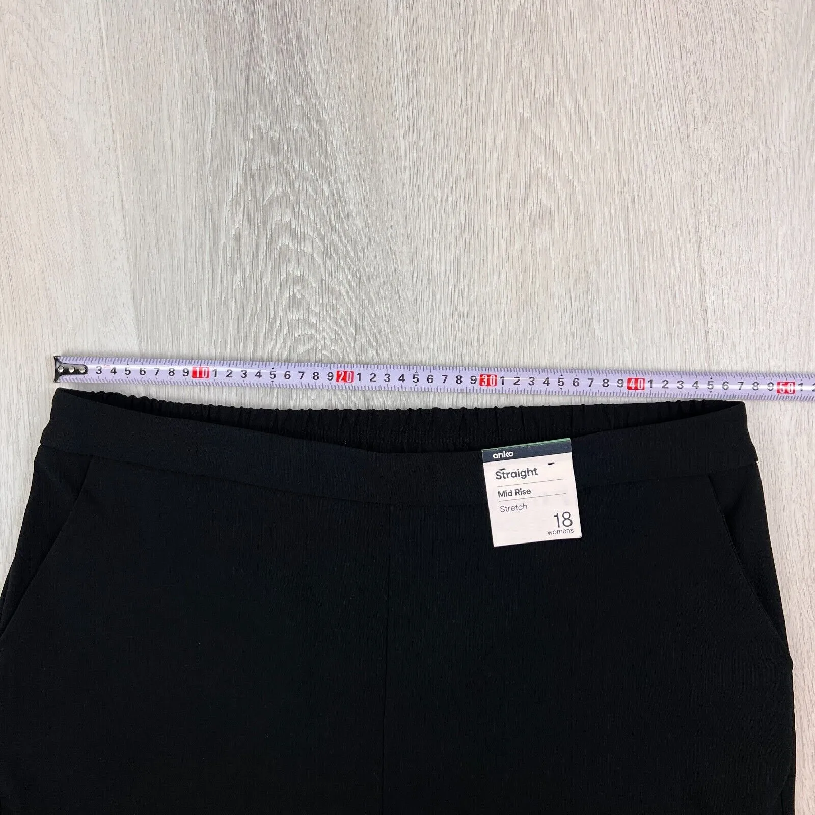 Anko Womens Straight Mid Rise Stretch Black Dress Pants Size 18 (New)