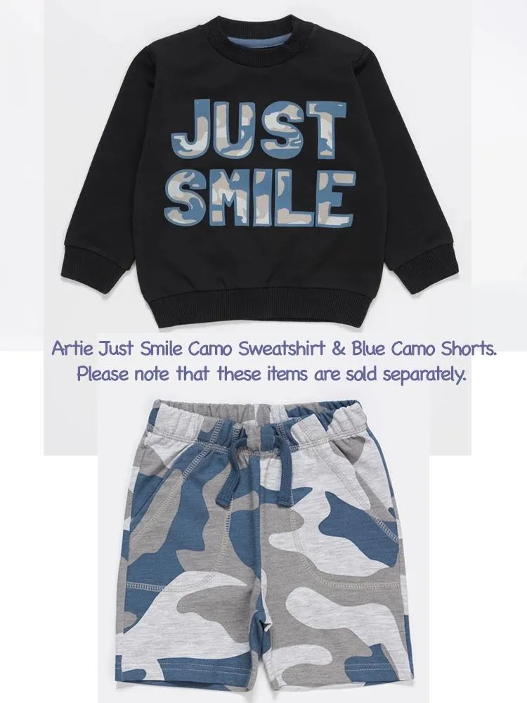 Artie - Just Smile Camo Navy French Terry Sweatshirt