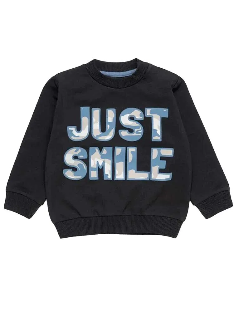 Artie - Just Smile Camo Navy French Terry Sweatshirt