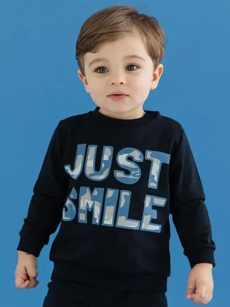 Artie - Just Smile Camo Navy French Terry Sweatshirt