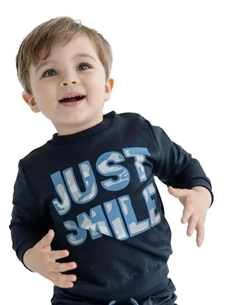 Artie - Just Smile Camo Navy French Terry Sweatshirt