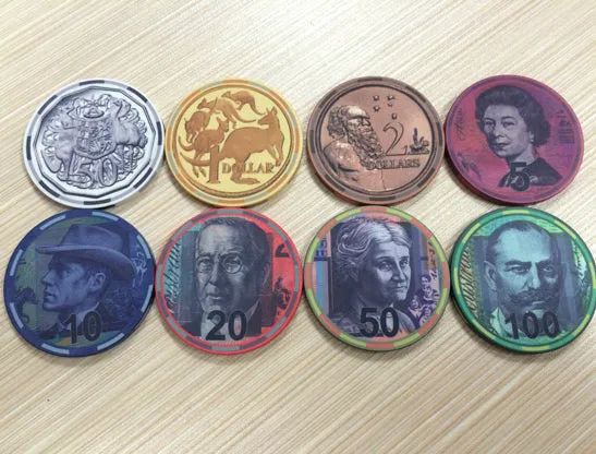 Australian Currency Ceramic Poker Chips 500pce Chip Set