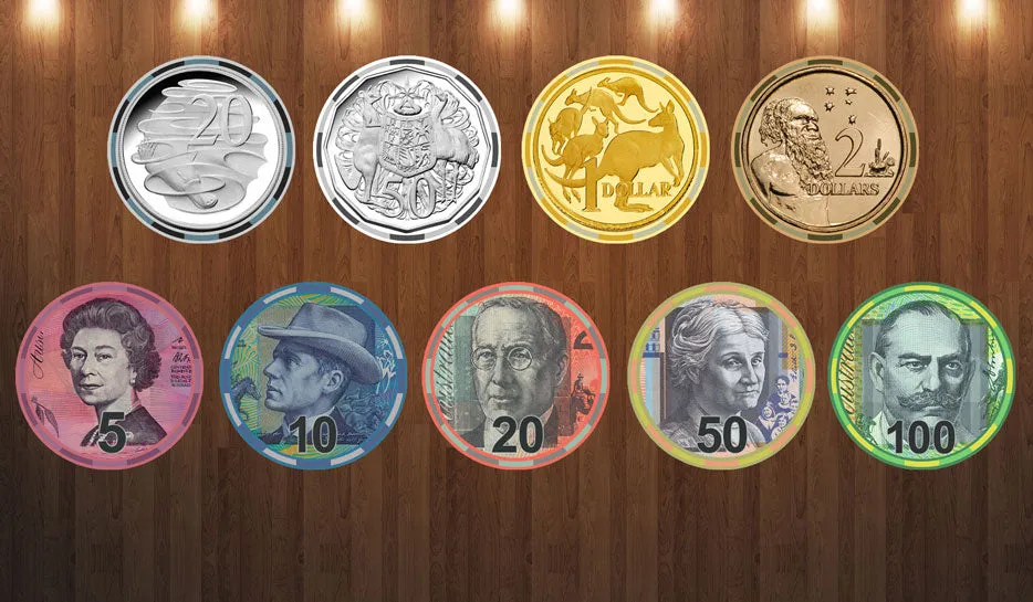 Australian Currency Ceramic Poker Chips 500pce Chip Set