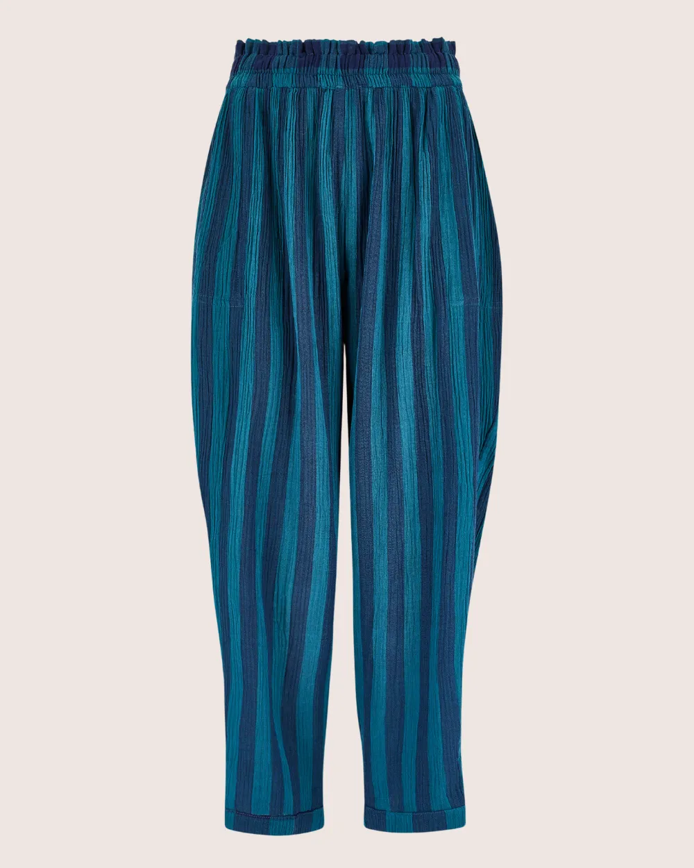 Betty Navy Check Print Drape Trousers