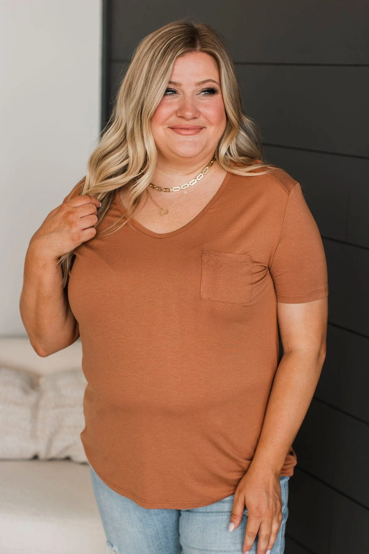 Beyond Beauty Short Sleeve Pocket Top- Ginger