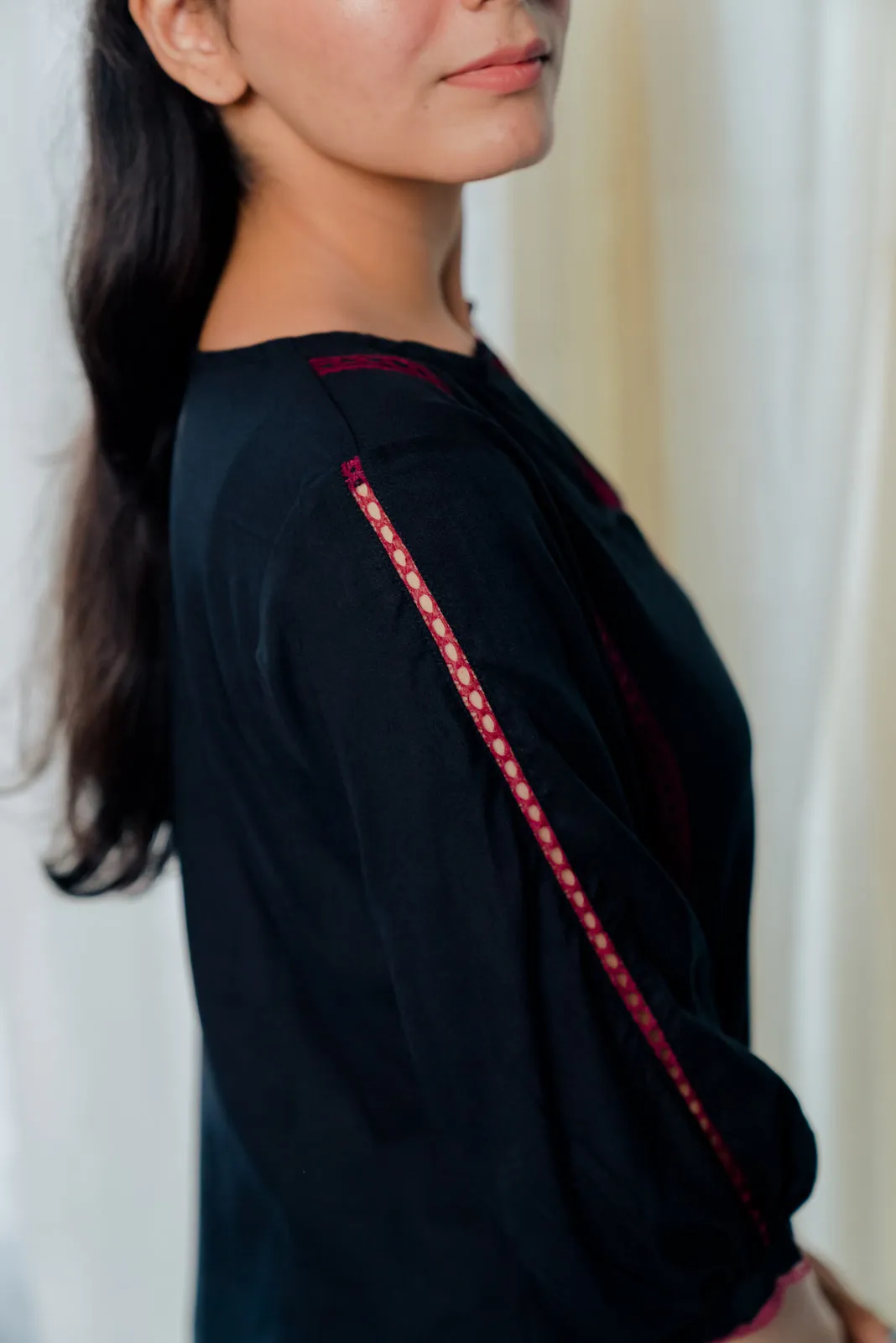 Black and berry kurta set