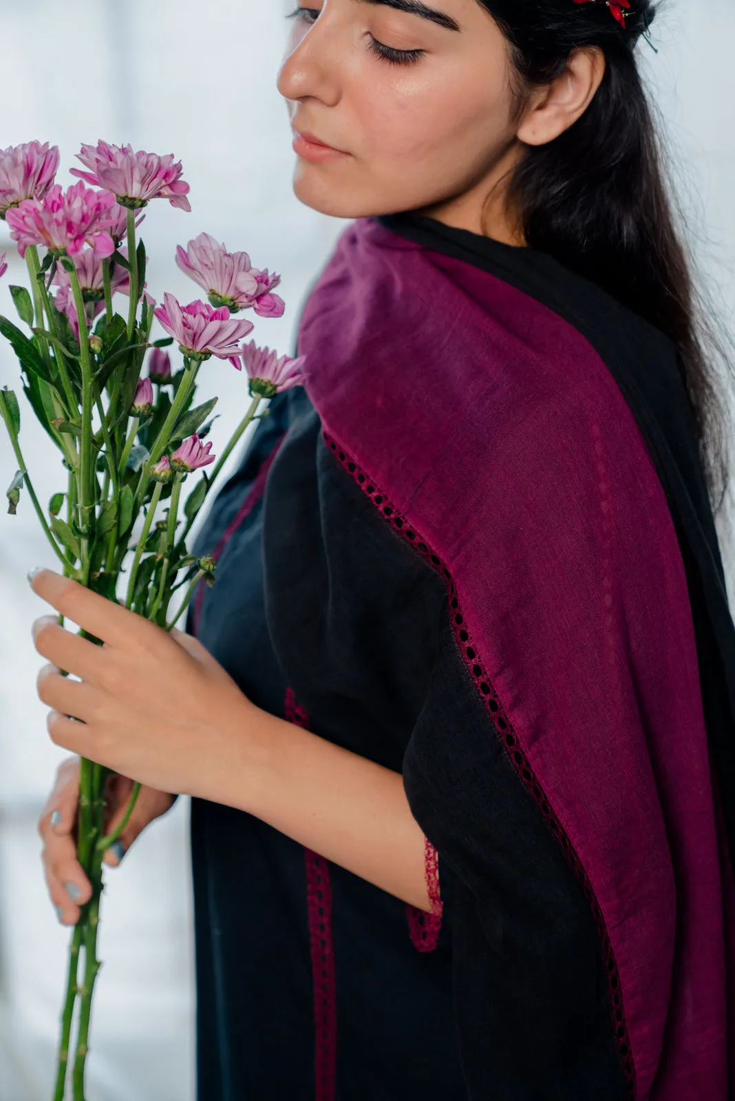 Black and berry kurta set
