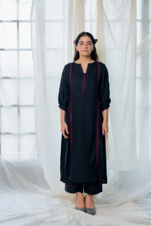 Black and berry kurta set