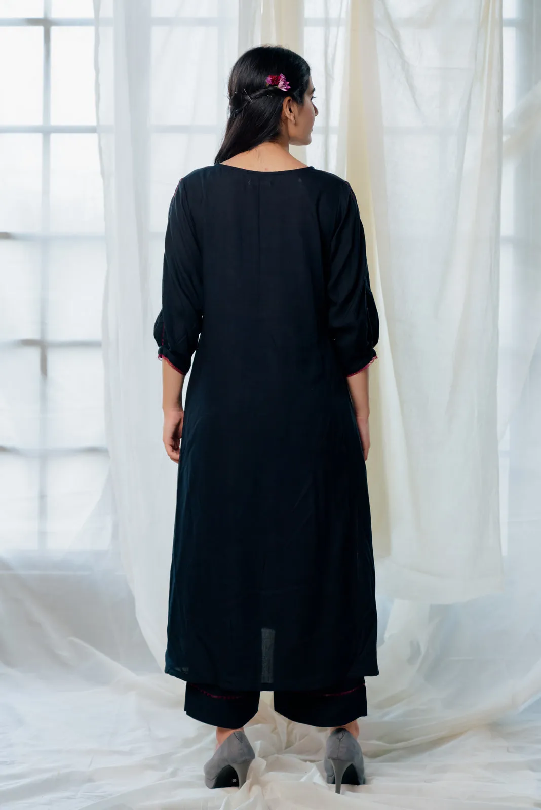 Black and berry kurta set