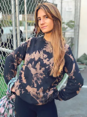 Black Bleach Tie Dye Crewneck
