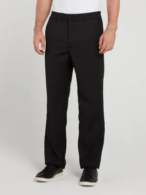 Black Elastic Waist Straight Cut Pants