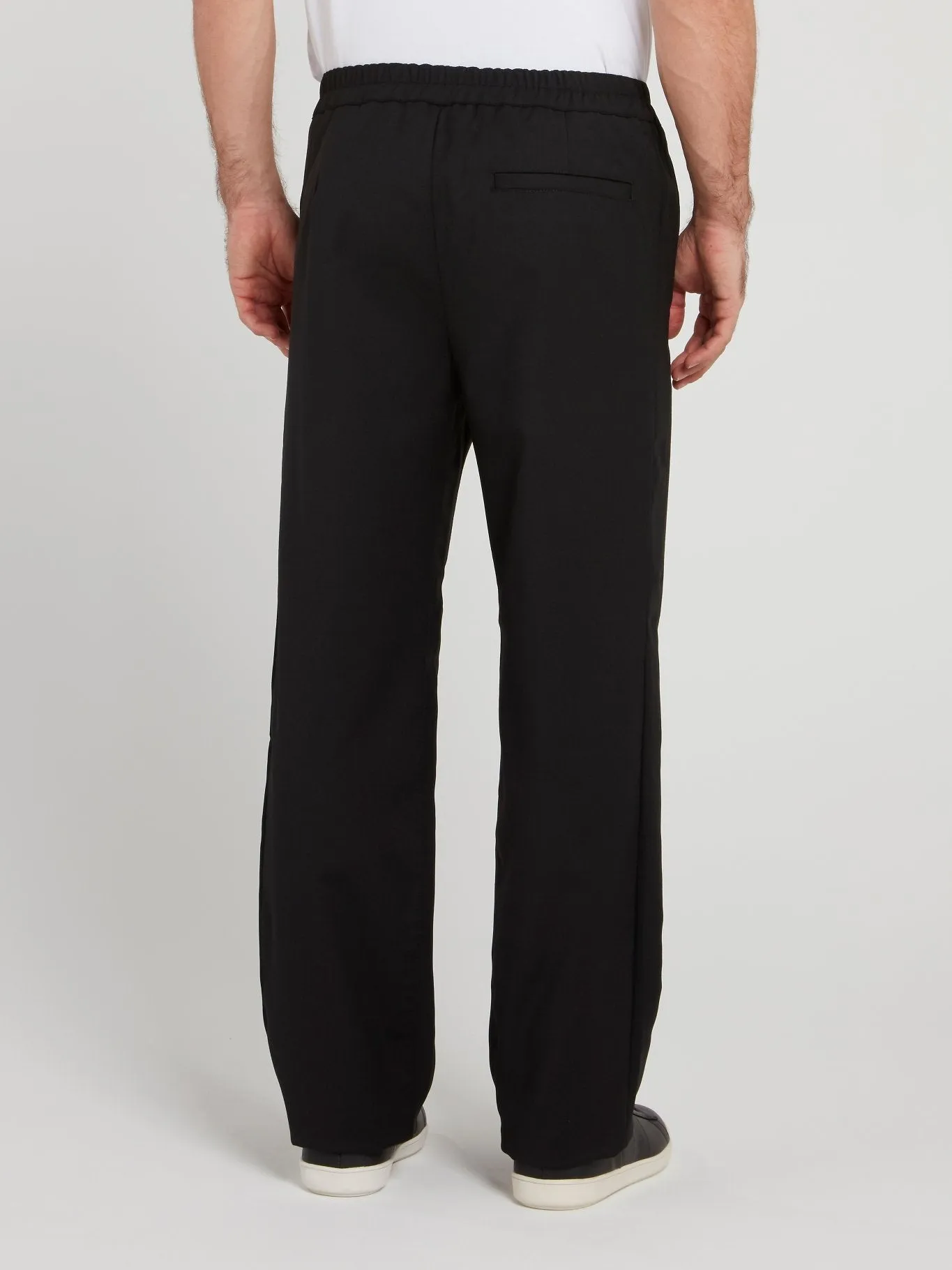 Black Elastic Waist Straight Cut Pants