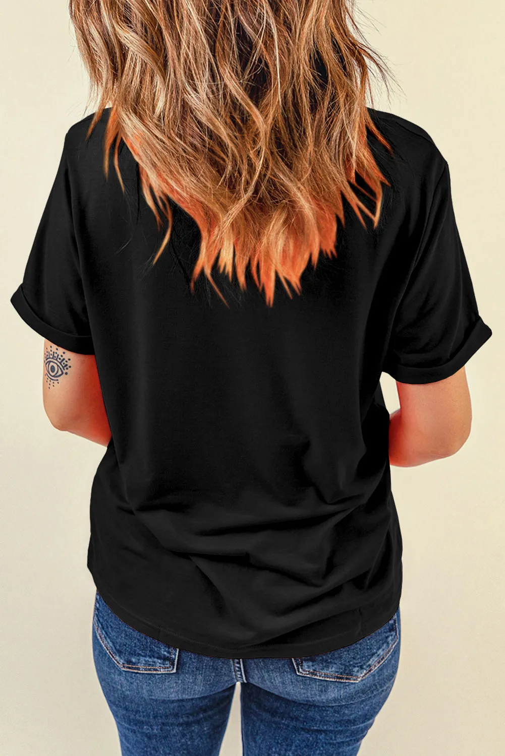 Black Floral Bow Mama Graphic Crewneck Tee