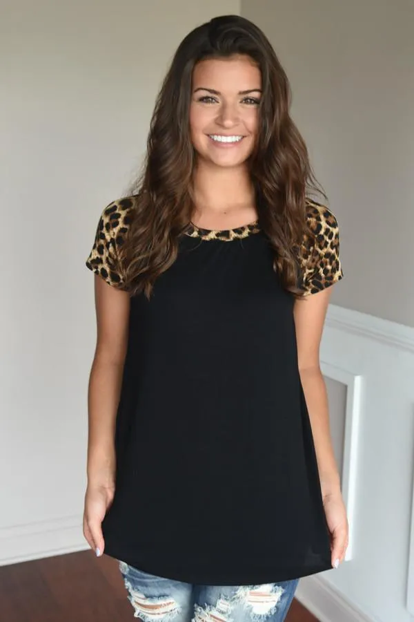 Black Leopard Top