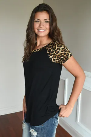 Black Leopard Top