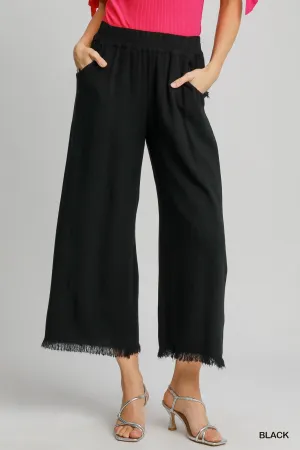 Black Straight Leg Linen Pant