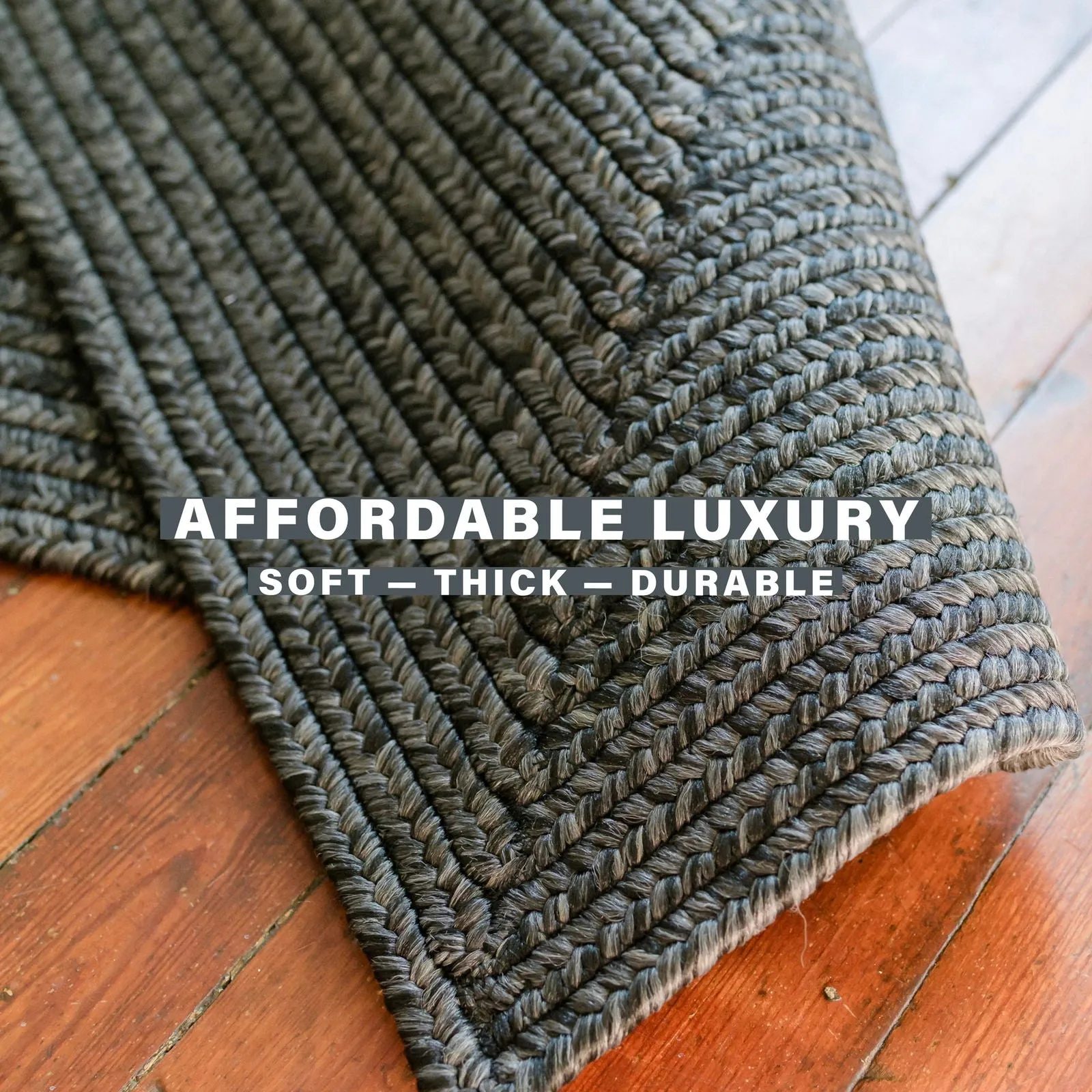 Black Ultra Durable Small Braided Rugs In Set