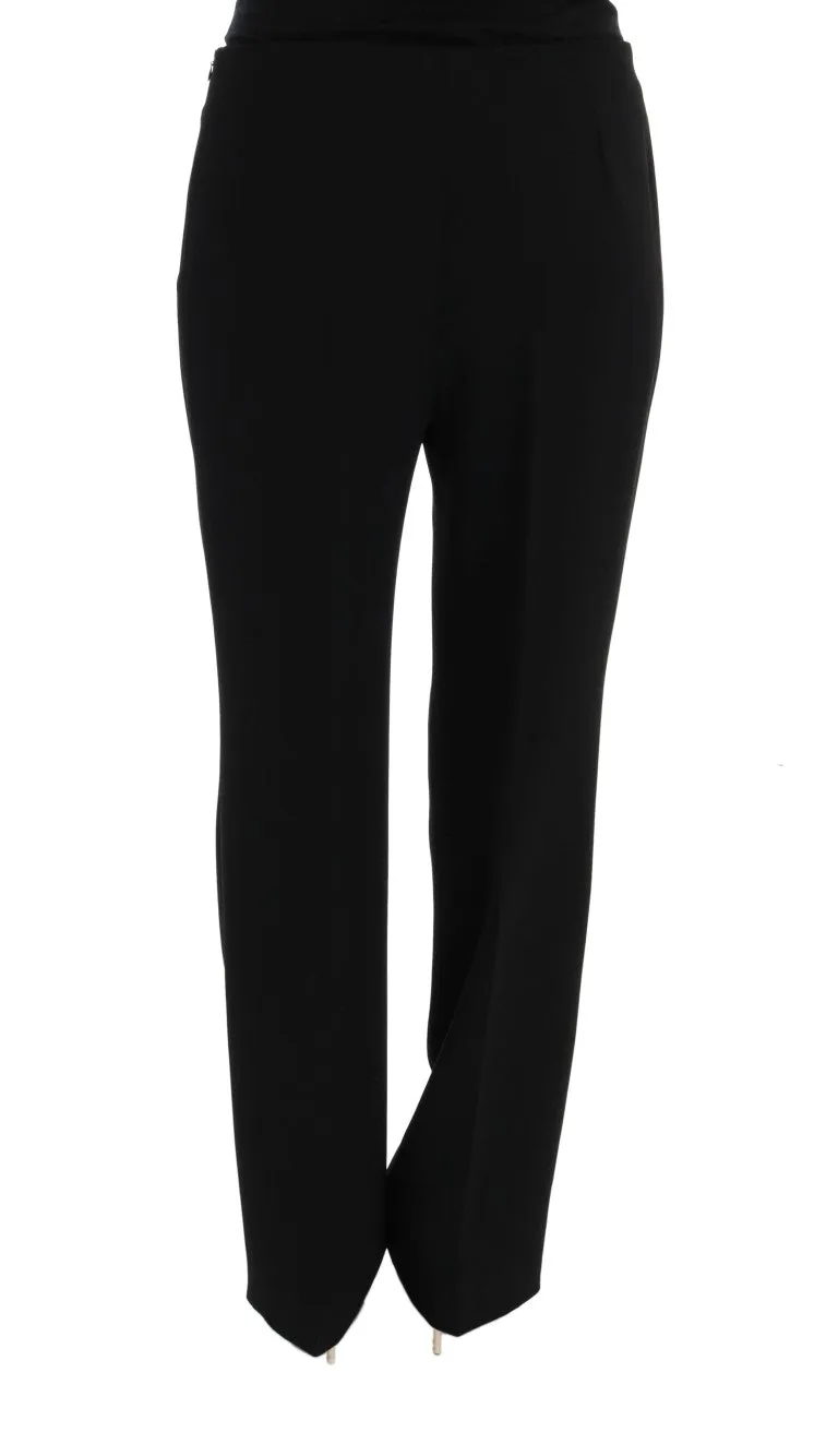 Black Wool Straight Fit Dress Pants
