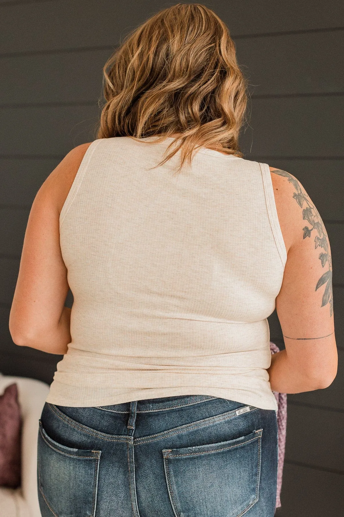 Bountiful Smiles Knit Tank Top- Oatmeal