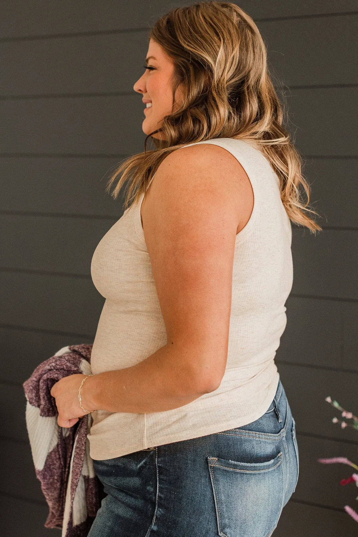 Bountiful Smiles Knit Tank Top- Oatmeal