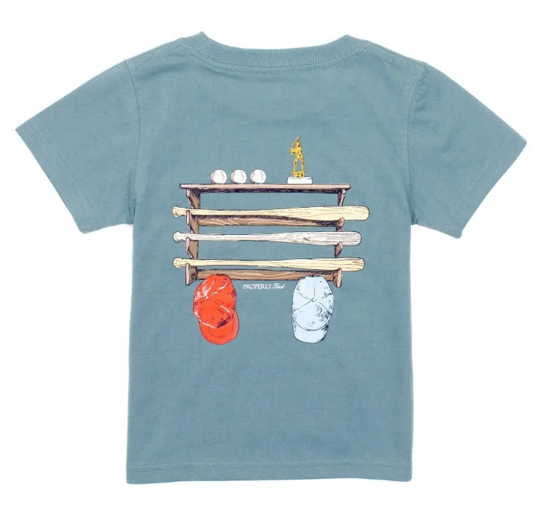 Boys Bat Rack Short Sleeve Steel Blue || Properly Tied