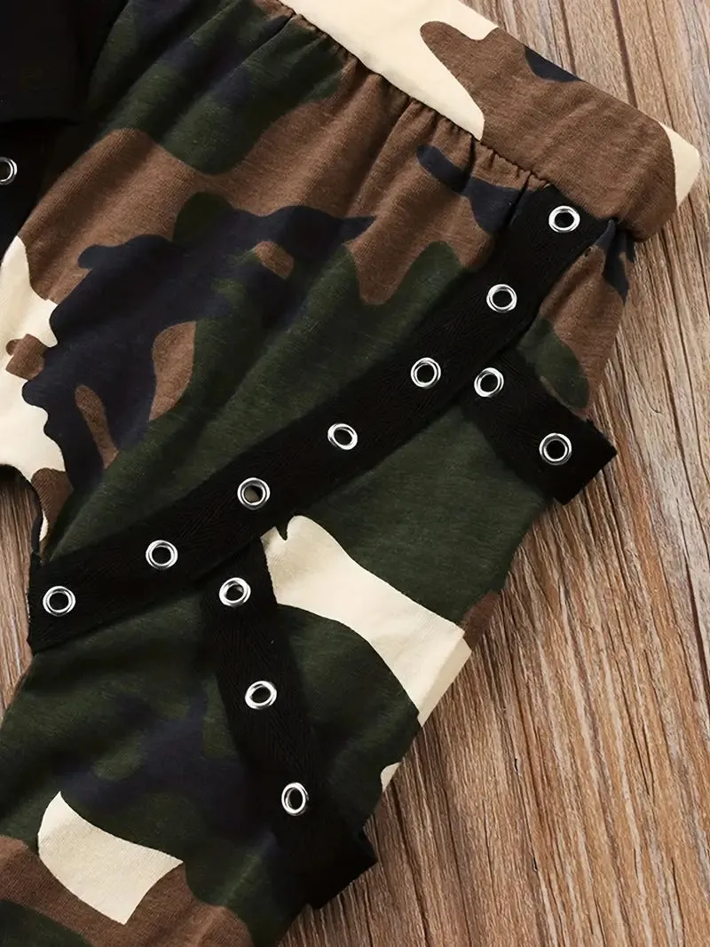 Boy's King Crown Camouflage Black Pant Set